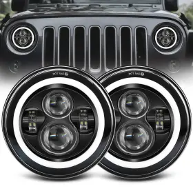Dx01j003bh7a02h1 Zimablue 7 Inch Led Headlight Round 2pc Projector Halo H