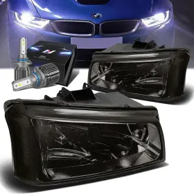 Zpd-hlohcs032psmcl1 Zpeedstarz C9006 2pcs Smoked Side Park Headlights Fan Led Hid Kit For 03-07 Silverado Avalanche