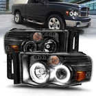 Anzo For 2002-2005 Dodge 1500 Projector Headlights W/ Halo Black Clear Amber New. Price: $249.99.