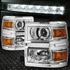 For 2014-2015 Chevy Silverado Chrome Amber Projector Headlight/lamp W/led Drl New. Price: $189.88.