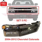 New Front Grille Headlights Parking Kit 5PC Fits 2004-2012 Chevy Colorado. Price: $255.10.