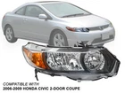 For Head Light 2006-2009 Honda Civic 2-DOOR Coupe Passenger Right Side HO2519111 New. Price: $122.97.