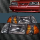 Headlights Ford Mustang 1987-1993 Halogen Pair 6PCS Set Stock Smoke With Amber New. Price: $170.81.