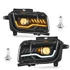 Headlights For 10-13 Chevy Camaro With Dual-color Drl Led Tube Black Projector New. Price: $249.99.