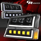 Black Led Sequential Projector Bumper Headlights For 2003-2007 Chevy Silverado New. Price: $206.21.