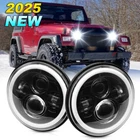 7" Inch Round Led Headlights Halo Drl Hi-lo Beam For Jeep Wrangler Jk Lj Tj Cj New. Price: $81.99.