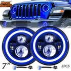 Dot 7" Round Led Headlight Hi/lo Blue Halo Drl Beam For Jeep Wrangler Jk Lj Tj New. Price: $44.59.