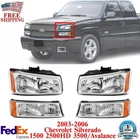Front Headlights + Signal Lamps Lh & Rh For 2003-2006 Chevy Silverado /avalanche New. Price: $68.63.