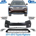 Front Bumper Cover Primed & Headlights Assembly For 2011-2013 Toyota Highland New. Price: $489.61.