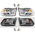 For Dodge Ram 1500 2500 3500 2009-18 Headlights Headlamps W/led Drl Black Chrome New. Price: $152.50.