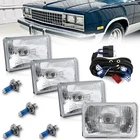 4X6" Halogen Stock Glass Lens Metal Headlight & H4 Relay Harness Set New. Price: $161.45.