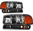Pair Set Headlights Assembly For 1999-2007 Gmc Sierra 1500 Yukon Xl Black Amber New. Price: $65.99.