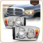 Pair Headlights Assembly For 2006-2009 Dodge Ram 1500 2500 3500 Amber Reflector New. Price: $78.99.