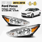2015-2018 Ford Focus Chrome Halogen Headlights W/bulb W/o Led Drl Pair Lh+rh New. Price: $138.99.