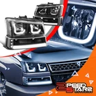 Dual J-style Halo Led Drl Headlight+bumper Lamp For 03-07 Silverado Black/clear New. Price: $176.70.