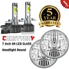 7 Inch H4 Led Glass Headlight Round Original Classic Conversion Kit Chrome Pair New. Price: $79.99.