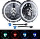 Mc Motoring 7INCH 1 Pair Skull Led Headlight With Drl Hi/lo Beam Amber Angel Eye New. Price: $119.00.