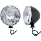 Speedway Motors 7" Black Dietz Type Headlights With Chrome Rings: Universal Fit New. Price: $84.99.
