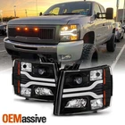 Fits 2007-2013 Chevy Silverado Dual Drl Led Tube Black Projector Headlights New. Price: $238.99.