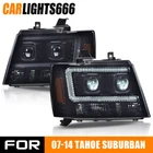Black/amber Led Drl&turn Signal Headlight/lamp Fit For 2007-2014 Tahoe/suburban New. Price: $195.31.