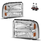 Pair Headlights 2005-2007 Ford F250 F350 F450 F550 Super Duty Chrome W/bulbs New. Price: $75.98.