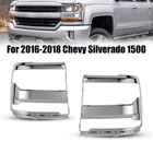 For 2016-2018 Chevy Silverado 1500 Chrome Headlight Trim Bezel Cover Pair Side New. Price: $74.88.