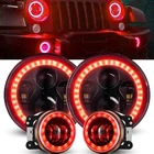 Red Halo 7" Led Headlights Drl 4" Fog Combo Kit For Jeep Wrangler Jku 07+ New. Price: $112.79.