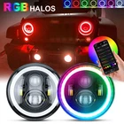 For Jeep Wrangler Jk Tj Lj Pair Rgb 7'' Halo Led Headlights Drl Combo Kit New. Price: $49.99.