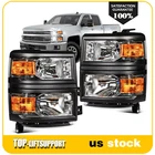 Headlights For 2014-2015 Chevy Silverado 1500 Black Housing W/amber Headlamp New. Price: $145.99.