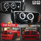 Jet Black Fits 2002-2005 Dodge Ram 1500 2500 3500 Led Halo Projector Headlights New. Price: $142.38.