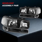 For Gmc Sierra 1999-2007 Black Housing Headlights Assembly Pair + Bumper New. Price: $53.99.