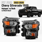 Halogen Headlight For 2022-2026 Chevy Silverado 1500 W/black Trim W/bulb Pair New. Price: $158.00.