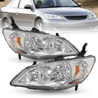 For 2004-2005 Honda Civic 2/4 Dr Chrome Headlights Amber Corner Lamps Pair New. Price: $69.68.