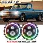 Pair 7INCH Round Led Headlights Rgb Halo Drl Fit Chevy C10 C20 Pickup Nova New. Price: $71.99.