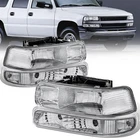 Pair Chrome Headlights & Bumper Lamps For 99-02 Chevy Silverado 1500 00-06 Tahoe New. Price: $53.88.