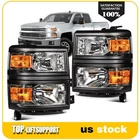 Pair Headlights For 2014-2015 Chevy Silverado 1500 Black W/amber Reflector New. Price: $129.99.