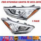 For 2013-2016 Hyundai Santa Fe Left & Right Side Headlights Lamps Halogen New. Price: $171.46.