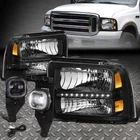 Led Drl 05-07 Ford F250-F550 Black/amber Headlight+clear Fog Lamp+switch New. Price: $117.76.