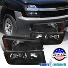 Fit 2002-2006 Avalanche 1500 2500 Black Headlights+turn Signal Bumper Lamp 02-06 New. Price: $72.98.