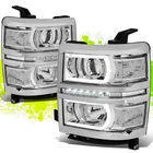 Led Drl U-strip Projector Headlights For Chevy Silverado 14-15 Chrome Clear Pair New. Price: $236.00.