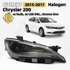 For 2015-2017 Chrysler 200 Halogen Headlight W/led Drl W/bulb 8PIN Chrome Right New. Price: $86.99.