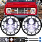 Pair 7" Inch Round Led Headlights With Halo Ring Drl Ford Bronco 1966-1978 New. Price: $45.99.
