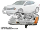 For Chrome Head Lamp 2008 - 2014 Dodge Avenger Driver Left Side CH2502182 New. Price: $89.07.