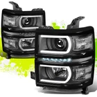 Led Drl U-strip Projector Headlights For Chevy Silverado 14-15 Black Clear Pair New. Price: $264.00.