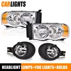Headlights +fog Set W/bezel Fit For 02-05 Dodge Ram 1500 2500 3500 Pickup New. Price: $101.40.