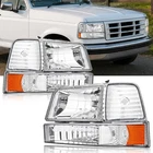 Fullux Headlights Oe Replacements - Halogen, Chrome Housing Amber Reflector New. Price: $95.73.