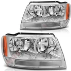 Headlights Assembly For 1999-2004 Jeep Grand Cherokee Pair Chrome Halogen New. Price: $70.79.