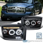 Fits 05-07 Dodge Dakota Black Led Strip Halo Projector Headlights Lamps Lh+rh New. Price: $175.95.