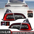 4X 3PIN Led Rear Tail Light Set Inner Outer Lh& Rh For Tesla Model Y 2017-2021 New. Price: $272.00.