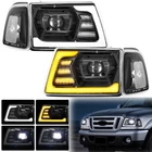 Pair Projecter Headlights W/led Drl Sequential 2001-2011 Ford Ranger Blk New. Price: $260.99.